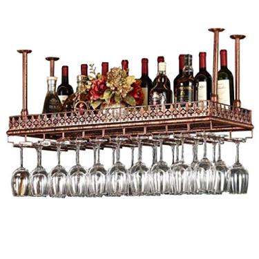 Imagem de Rack de vinho, bar, restaurante, suporte para copos de vinho, prateleira de armazenamento de ferro, taças de champanhe, taças de vinho, suporte de garrafa de vinho para família, preto, 80 × 35 cm