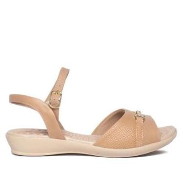 Imagem de Sandália Feminina Piccadilly Rasteira Napa Wide Fit Nude-Feminino