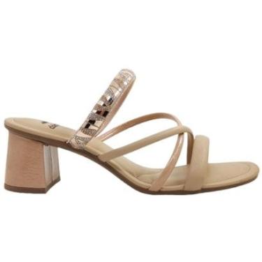 Imagem de Tamanco Feminino Casual Dia a Dia Passeio Trabalho Salto Bloco Médio com Strass Conforto Dakota Y767-Feminino