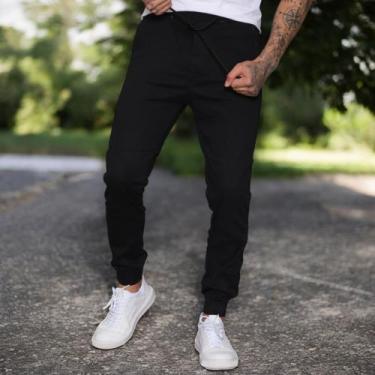 Imagem de Calça Jogger Masculina Jeans 4 bolsos com Punho Elástico Streetwear - 