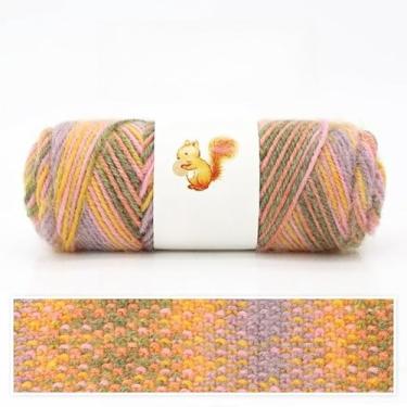 Imagem de Fio artesanal tingido à mão, mistura de fio dental super macio, peso penteado médio para lenços e chapéus de tricô, cor única (laranja)