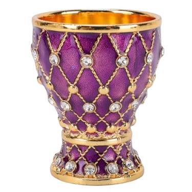 Imagem de Phefop Copo de Vinho Vintage, Copo de Liga de Zinco Multicolorido, Cálice de Vinho Decorativo, Ornamento de Evento Elegante para Comunhão, Festa de Casamento, Feriados, Bar de (Ouro Roxo)