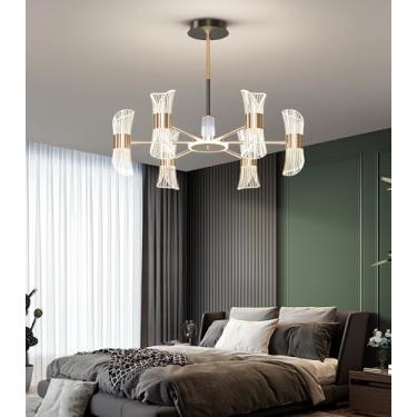 Imagem de Luminária de teto moderna em LED, com intensidade ajustável e controle remoto. Luminária criativa com múltiplas cabeças, ideal para sala de estar, quarto e sala de jantar. Lustre (6 cabeças)