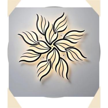 Imagem de Luminária de teto LED dimerizável em formato de pétala, alta luminosidade, 115 W, moderna, para sala de estar, com controle remoto e mudança de cor, ideal para quarto (preta, 12 lâmpadas).