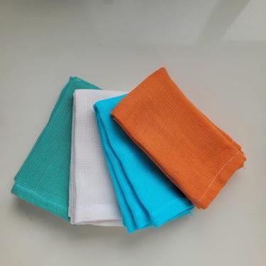 Imagem de Pano de Pia Colorido 100% Algodão para Limpeza 36x33cm Não Solta Pelo Reforçado Absorvente (08 Unidades)