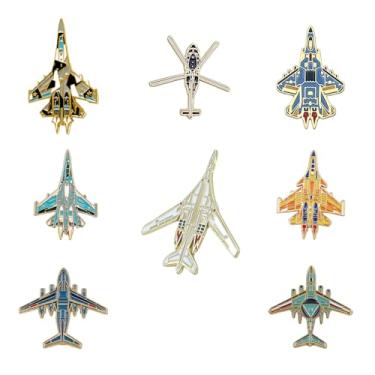 Imagem de Broche esmaltado de avião com 8 estilos, distintivo de modelo de ônibus espacial para menino, homem, mochila, roupas, decoração, chapéus, decorações