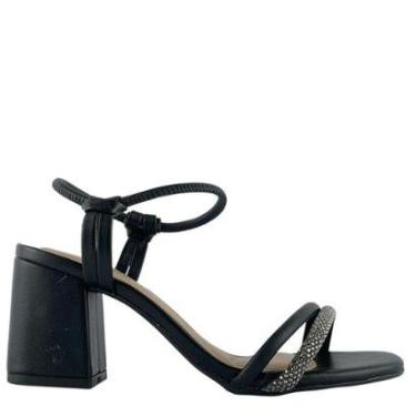 Imagem de Sandália Beira Rio Salto Grosso Preto com Strass 8436213-Feminino