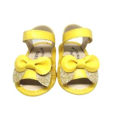 Imagem de Sandalia Bebe Infantil Menina Laço Amarelo Manozinhos Baby Ref.S064, 1