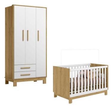 Imagem de Berço Americano 4315 E Guarda Roupa 4340 Q Encanto Slim Freijó Toq Branco Acetinado - Qmovi