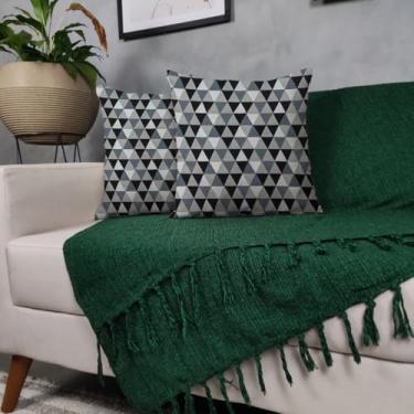Imagem de Genérico, Kit Manta Para Sofá Verde + 2 Capas De Almofada Com Zíper Cor:04