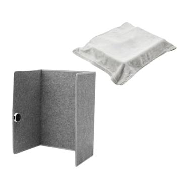 Imagem de IEUDNS Aquecedor elétrico para os pés, aquecedor para usar embaixo da mesa, dispositivo pessoal com 3 lados e 5 níveis de aquecimento para aquecimento no, Cinza com Cobertor