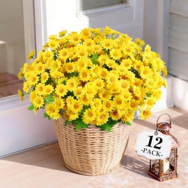 Imagem de WETRBWEH Mães artificiais para atividades ao ar livre, 12 pacotes de plantas de seda artificiais resistentes aos raios UV, flores de primavera falsas realistas ao ar livre para jardim, varanda e pátio