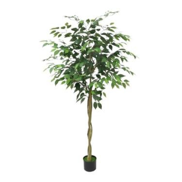 Imagem de SLGGPJBU Plantas falsas planta artificial árvore banyan artificial em vaso de berçário de plástico planta falsa para escritório sala de estar decoração de casa plantas artificiais interior ao ar livre