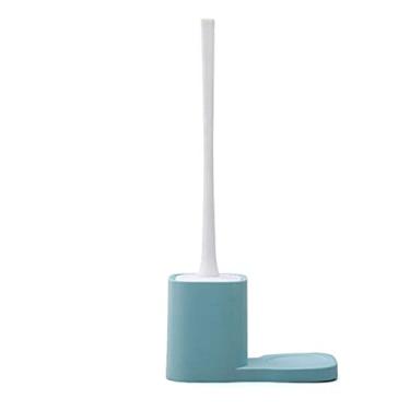 Imagem de Suporte de escova de vaso sanitário de cabo longo de design simples escova de banheiro doméstico limpeza de canto morto conjunto de escova de vaso sanitário e suporte (cor: latão (B)