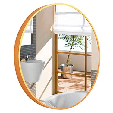 Imagem de Espelhos de banheiro para quarto espelho grande moldura de metal redondo espelho de parede espelho de decoração contemporânea multiuso para casa espelho de parede (tamanho: 70 cm cor: preto) (titânio