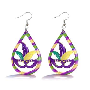 Imagem de Brincos femininos de carnaval de acrílico para carnaval, brincos de carnaval, presentes de carnaval, Metal, Sem pedra preciosa
