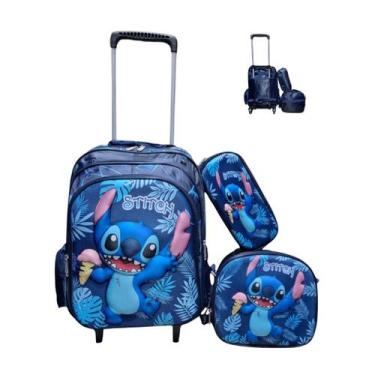 Imagem de Kit Mochila Stitch 3D Escolar Feminina e Masculina com Lancheira Térmi