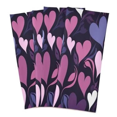 Imagem de Wassud Toalhas de cozinha em forma de coração panos de prato de cozinha pacote com 4 panos de prato macios com laço para pendurar toalha de mão super absorvente de secagem rápida toalhas de chá de