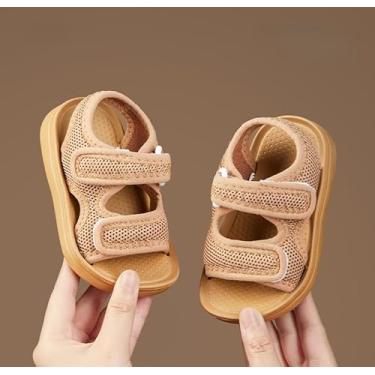Imagem de Sandália infantil de malha para meninos e meninas, praia, verão, sem fôlego, cáqui, Caqui, 15