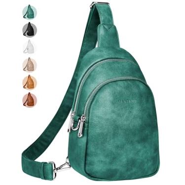 Imagem de Vantamo Bolsas transversais para mulheres: Bolsa tiracolo de couro vegano com bloqueio de RFID com clipe antifurto - Estilo seguro para todos os dias - Forrest/Forrest, Forrest / Forrest, Bolsa