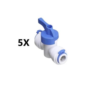 Imagem de 5 Valvula Registro Engate Rápido Branca Filtro Purificador 1-4, 8, 3-8 Ibbl Latina Consul Electrolux Soft Everest Tipo De Mangueira 5-16 (8,00 Mm)