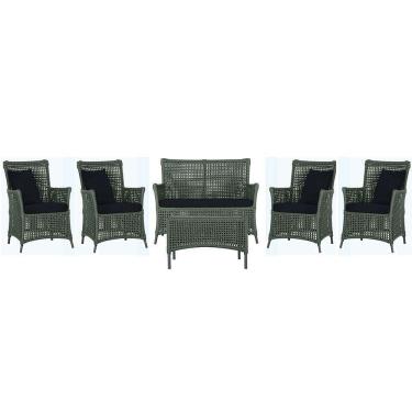 Imagem de Jogo Sofá 4 Poltronas E Mesa Igapó Preta E12 Trama Original Verde