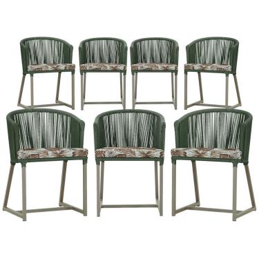 Imagem de 7 Cadeiras De Jantar área Noronha Fendi E6 Trama  Verde