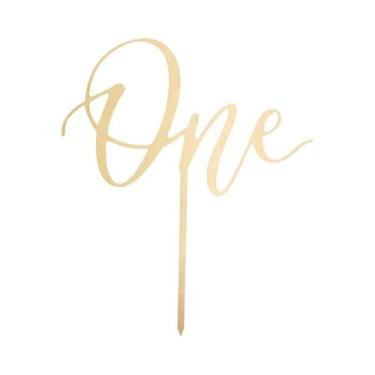 Imagem de Topo De Bolo De Madeira Para 1º Aniversário - Decorações Para Festa De