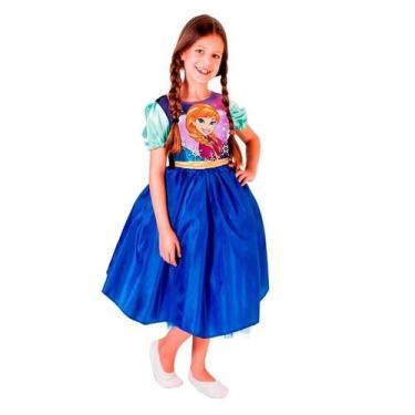 Imagem de Fantasia Frozen Infantil Princesa Anna Disney, G 9 - 12, Azul