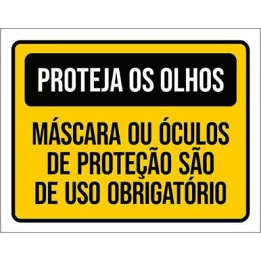 Imagem de Kit 10 Placas Proteja Olhos Máscara Óculos Proteção - Sinalizo