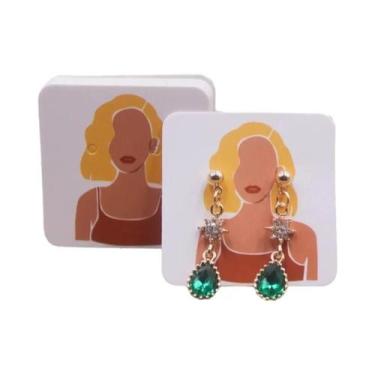 Imagem de Cartões De Luxo Para Joias E Brincos 4x4cm, 100 Peças, Etiquetas De Em