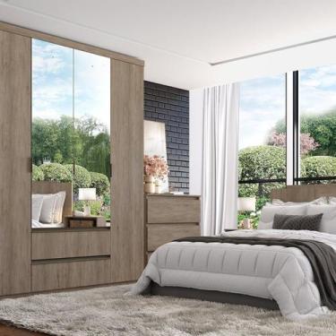 Imagem de Guarda-roupa 4 Portas 2 Gavetas 100% MDF 168cm X 230cm Nobre - THB Móv