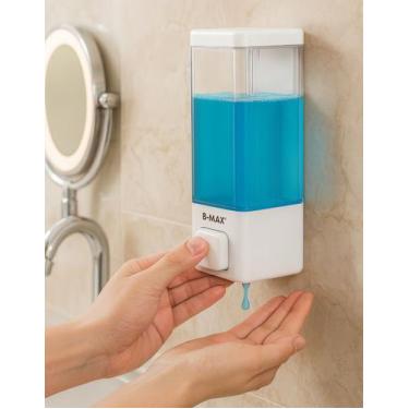 Imagem de Dispensador Porta Álcool Gel Branco Parede Refilável - MN