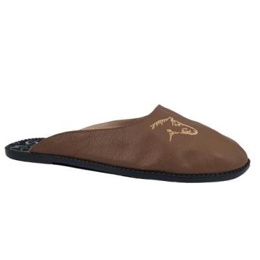 Imagem de Chinelo Campeiro em Couro Preto Tradição Gaúcha Pampeana - Artesanal, 