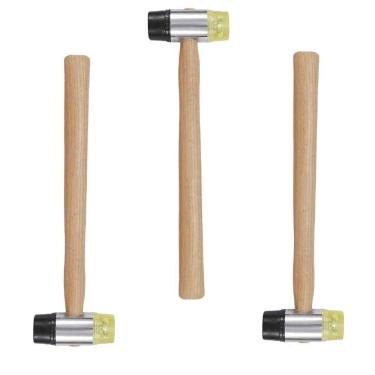 Imagem de Martelo Ponta Intercambiavel Kit 3 Montagem Obra Artesanato Manutençao Moveis Cabo Madeira Reparo Construçao