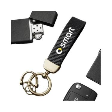 Imagem de Chaveiro De Couro De Microfibra Estilo Fibra De Carbono Para Smart EQ 