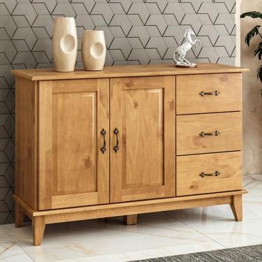 Imagem de Aparador Buffet 120cm Madeira Maciça 2 Portas Hazel Carvalho Z25 - Mpozenato