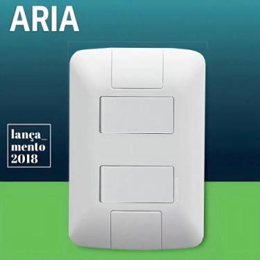 Imagem de Interruptor Aria 2 Simples Com Placa Tramontina Cor Branco - Congratul