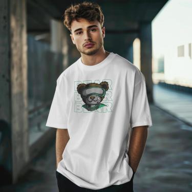 Imagem de Camiseta Masculina em Algodão Estampada Urso Smile Moderna Casual do P ao G1-Masculino