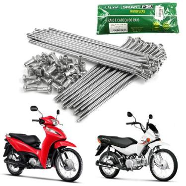 Imagem de Jogo de raios traseiro cromado 4mm smartfox honda biz 100 biz 125 pop 