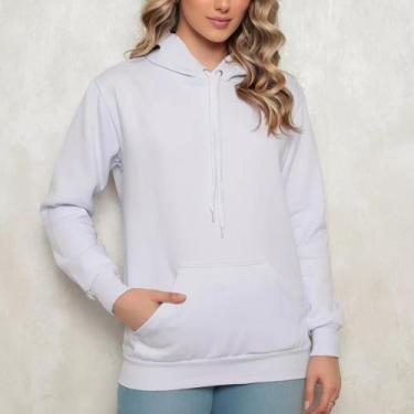 Imagem de Moletom Blusa de Frio Feminina Casaco Flanelado Capuz Inverno Quente E