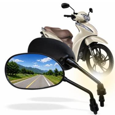 Imagem de Retrovisor Moto Biz 125 Par Espelho Convexo Honda CG Bros Pop Rosca 10
