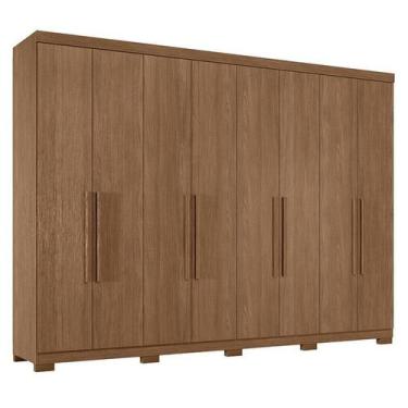Imagem de Guarda Roupa Casal 8 Portas 4 Gavetas Master New Jatobá Acetinado com 