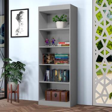 Imagem de Estante de Livros 50,9CMX178CM Multiuso Larissa Cinza - J&A Móveis