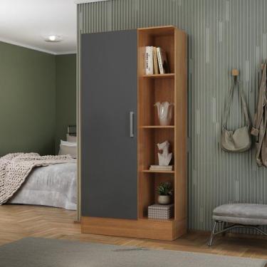 Imagem de Sapateira para Quarto 1 Porta 7 Prateleiras Espresso Móveis Bege/Cinam
