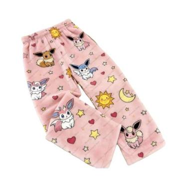 Imagem de Calças De Pijama De Flanela Para Adultos Com Estampa Completa Do Pokém