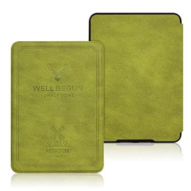 Imagem de Capa macia vintage para Kindle Basic (serve apenas para 10ª geração 2019, modelo J9G29R) com proteção automática acordar/dormir, impermeável e magnética
