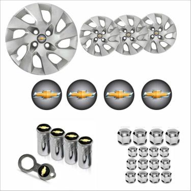 Imagem de Jogo Calota Aro 15 Onix Prisma 2014 à 2016 + Emblema Resinado + Tampa Ventil + Capa Parafuso