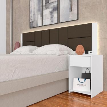 Imagem de Cabeceira Estofada Para Cama Queen Dubai Com Led Bra/mar- M. Arapongas