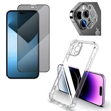 Imagem de Kit Capa Anti Impacto + Pelicula Privacidade + Pelicula Câmera Compatível iPhone 12 13 14 Pro Max (iPhone 14 Pro Max)